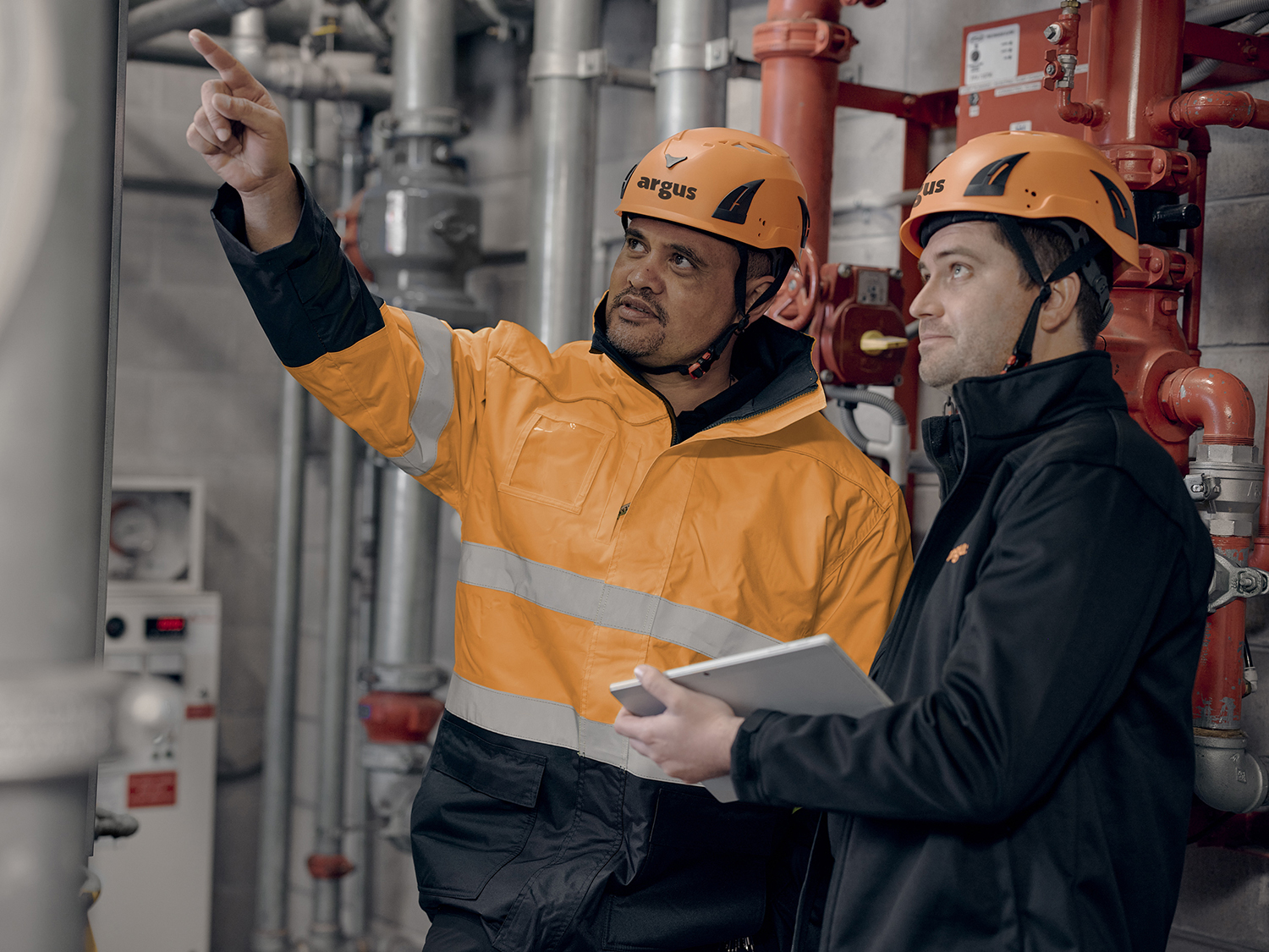Argus Fire Protection Staff, Inspecting Fire System Infrastructure